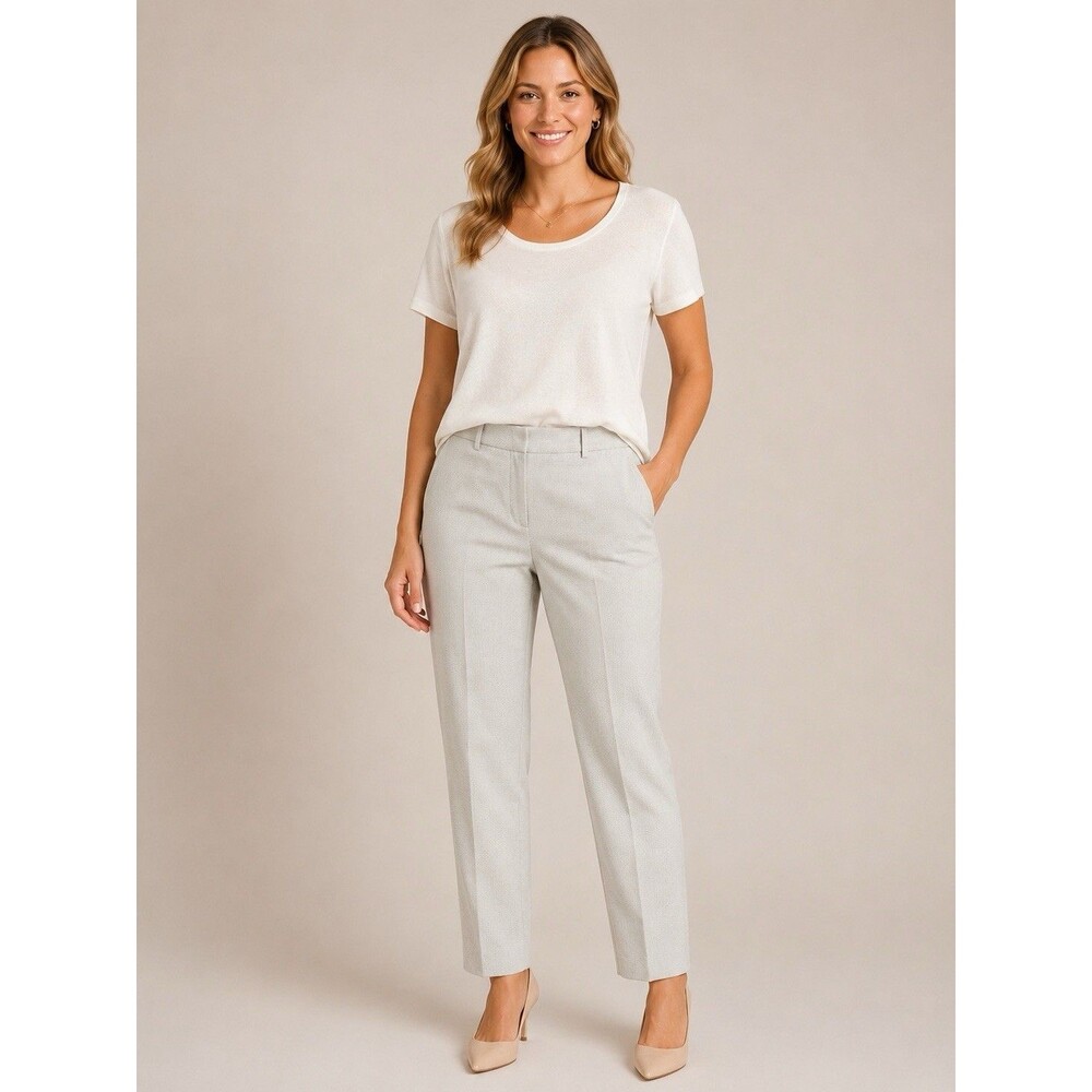 Worthington Slim Fit Ankle Length Light Gray Pants Size 10 NWT Career Wear